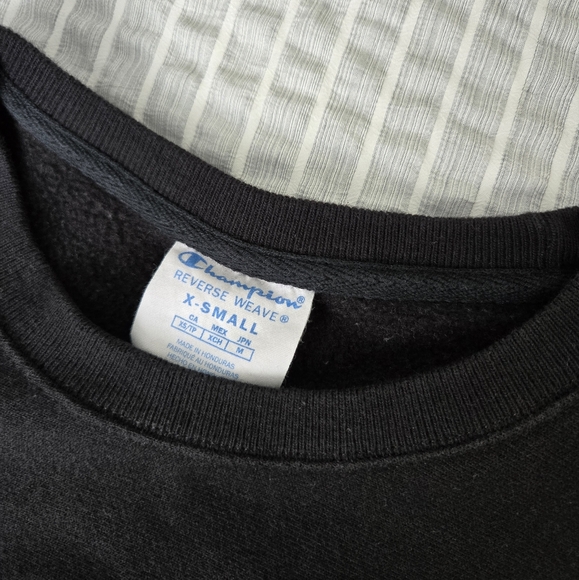 Champion Reverse Weave Crewneck Sweatshirt Black Cotton - Picture 2 of 3